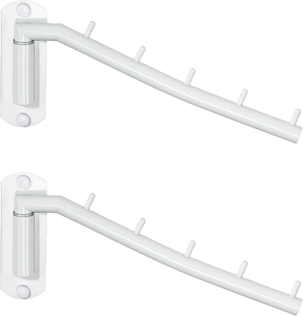 Alise Wall Mounted Drying Rack, Swivel Stainless Steel Laundry Hanger Rack, Space Saving Heavty Duty Clothes Wall Drying Racks for Laundry Closet Bendrrom Bathroom, Brushed White, Double Pack (1005 (2 Pack))
