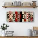 Ohio State Buckeyes Go Buckeyes License Plate Sign - Metal Wall Art 16x6 Inch Aluminum - Scarlet Gray - Big Ten Fan Cave Dorm Decor - UV-Resistant Ready to Hang College Wall Sign