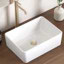 KES Bathroom Vessel Sink, Rectangular 16"X12" White Vessel Sink for Bathroom Countertop, Bathroom Sink Above Counter, Rectangle Porcelain Ceramic Small Vanity Sink, BVS110S40