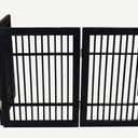 Urnporium Pet Dog Gate Freestanding, Strong Durable Folding Wooden Fence, Portable Acacia Hardwood Safety Barrier for Indoor & Outdoor Use (Black Pet Gate, 4 Panel 24" Tall)
