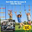 Hapfan 50 FT Ninja Warrior Obstacle Course Swing Set for Kids with Weather-Proof Accessories, Outdoor Playset with Monkey Bars for Backyard