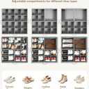 Shoe Organizer for Closet with Wheels - 2 Pack Shoe Storage Box Bin Cubes | Detachable Wheels | Fits 32 Pairs | Adjustable Dividers | Side Pockets | Clear Cover | Foldable | Stackable | Label Holder