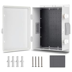 Outdoor Waterproof Electrical Junction Box, ABS Water Resistant Enclosure with Internal Mounting Panel & Hinged Cover (13" H* 9.2" L* 5.6" W)