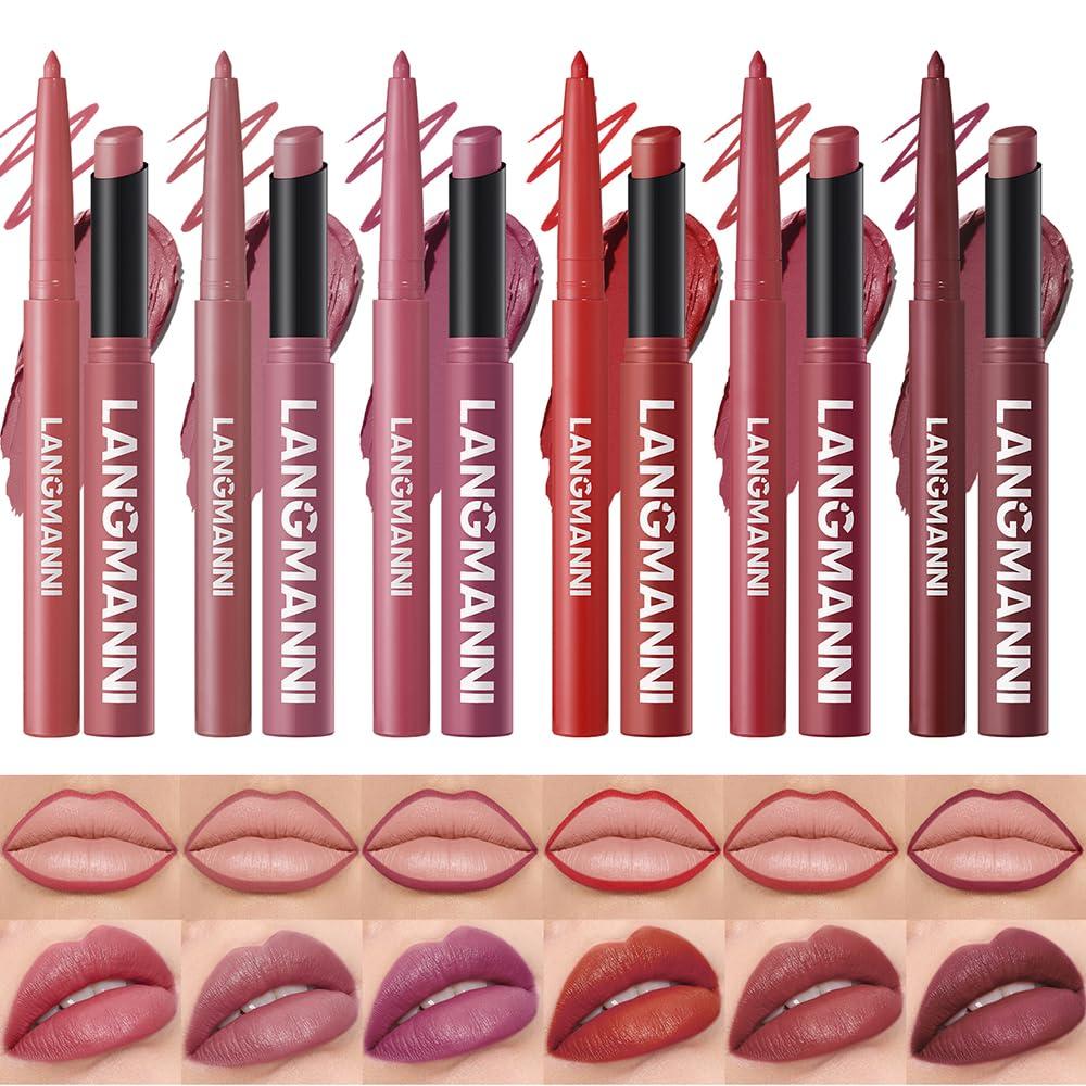 12Pcs Matte Lipstick + Lip Liner Pens Lip Combo Sets, Creamy Matte Lip Makeup Kit Long-Lasting Waterproof, Smudge-Proof Highly Pigmented Formula, Bold & Chic Shades Makeup Set (Bold Reds Collection)