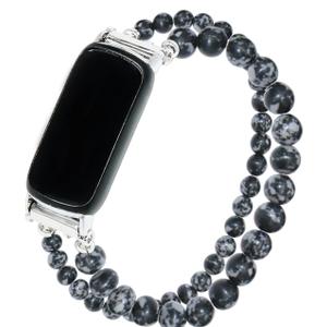 C&L Accessories Bracelets Compatible with Fitbit Luxe Bands for Women Beaded Wristband Adjustable Gemstone Replacement Straps for Fitbit Luxe