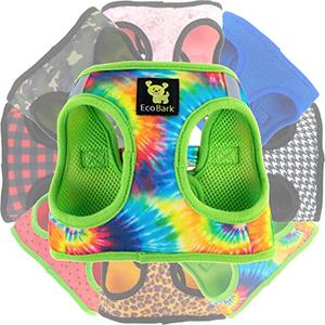 EcoBark Step-in Dog Harness - Soft Mesh Dog Vest Harnesses for Puppies and Small Dogs - Reflective and Adjustable No Pull and No Choke Halter Harness - Mesh Comfort Padded Body Harness (Tie-Dye, Med)
