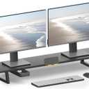 TEAMIX 39.4 inch Dual Monitor Stand Riser with Drawer & Phone Holder, Black