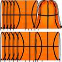 Shappy 12 Pieces Basketball Drawstring Bags Bulk Small Sport Goodie Bags Snack Treat Backpack for Ball Birthday Party Favor Team Gifts (10 x 12 Inch)