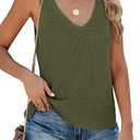 Tutorutor Womens Summer Sleeveless V Neck Sweater Vest Fall Knitted Loose Cami Tank Tops Army Green.XL