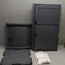 Suncast 33 Gallon Wicker-Style Hideaway Trash Can with Secure Latching Lid and Weather-Resistant Construction for Patio, Cyberspace Grey, Made in the USA