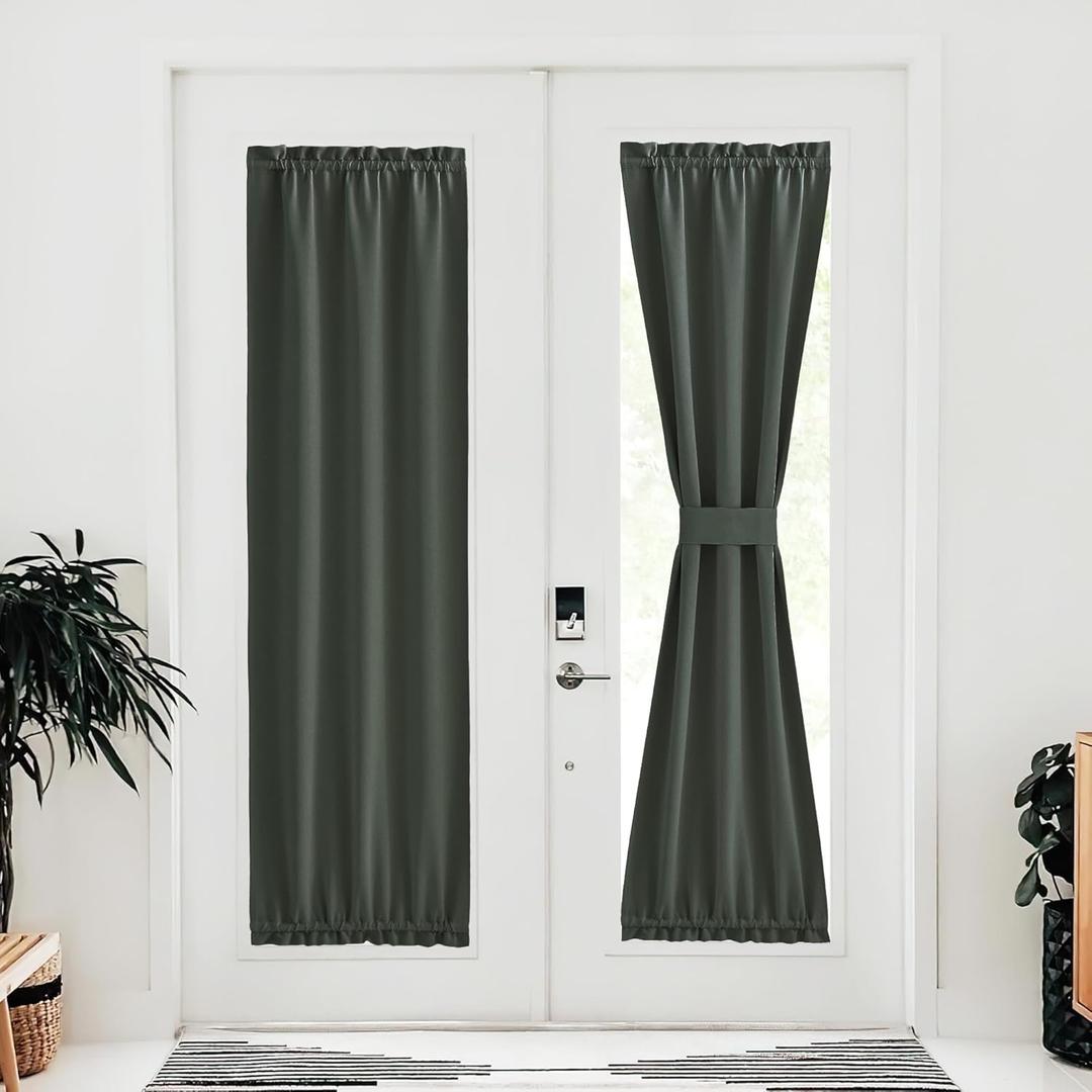 NICETOWN Door Curtains 72 inche Long, French Door Shades for Doorway Privacy, Thermal Insulated Window Covering for Bedroom, 30 inches Wide, Dark Mallard, 1 Panel