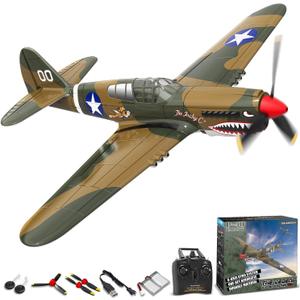 volantexrc RC Plane, 4 Channel Remote Control Airplane Fighter P40 with Aileron, 6-Axis Gyro, Aerobatics for Adults (Bronze2)