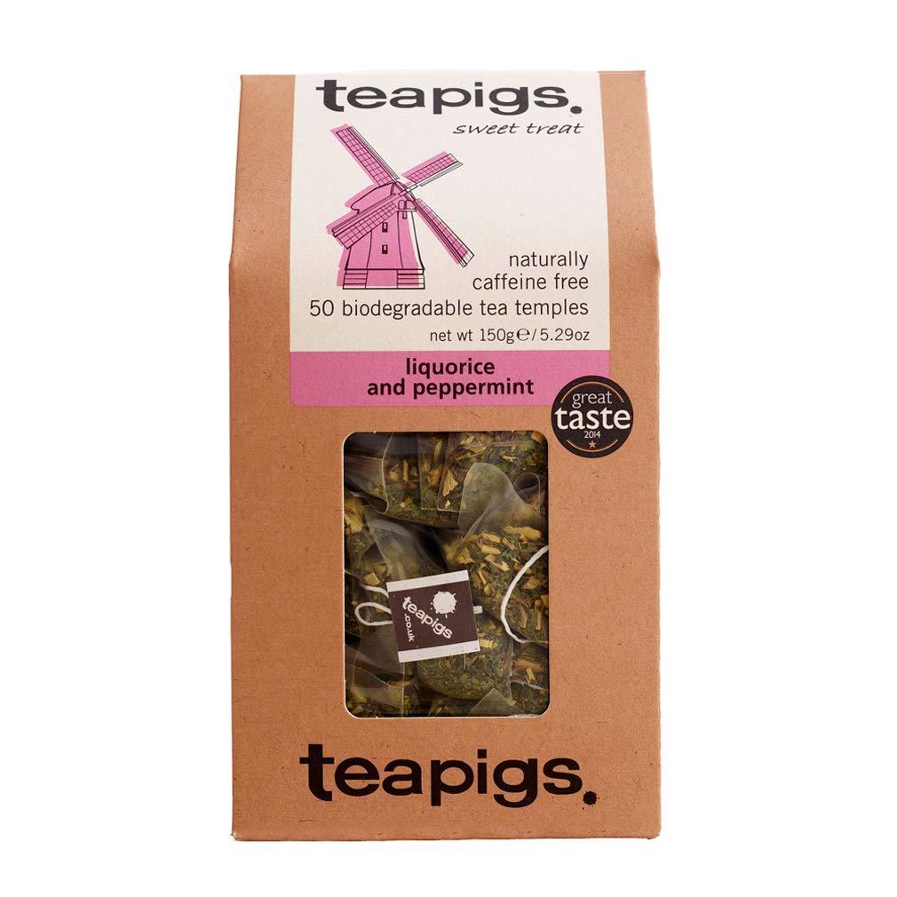 teapigs Liquorice and Peppermint Tea Bags Made With Whole Leaves, 50 Count, Sweet, liquorice, mint (5422) (EXP 12/08/28)