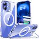 ESR for iPhone 16 Plus Case, Camera Control Button Compatible with MagSafe, Military-Grade Protective Case for iPhone 16 Plus,Built-in Stash Stand Phone Case, Scratch-Resistant Back Cover, Clear
