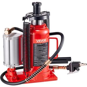 VEVOR Air Hydraulic Bottle Jack, 20 Ton (44092 lbs) Capacity, 10.2-19.5 Inch Lifting Range, Pneumatic/Manual Heavy Duty Welded Bottle Jack with Pump for Car, SUV, Pickup, Truck, RV, Auto Repair