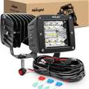 Nilight 2PCS 3Inch 42W LED Pods LED Cubes Upgraded Spot Flood Combo Beam Square Driving Light Backup Reverse Grill Mount with Wiring Harness Kit -2 leads