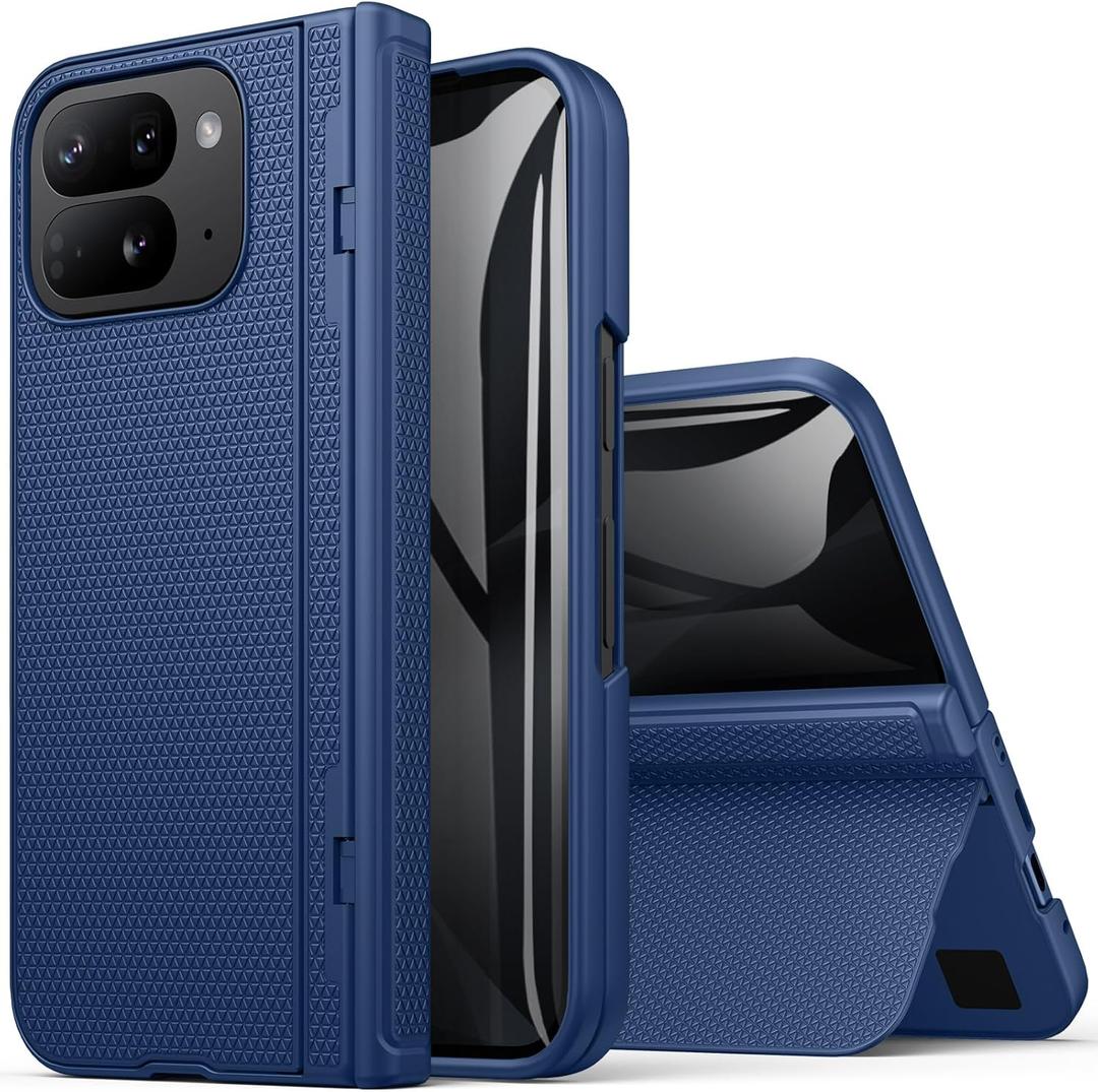 BXYJY for Google Pixel 10 Pro Fold Case, Slim with Stand, Front Privacy Screen Protector, Hinge Protection, Full Body Rugged Hard Cover, Shockproof Protective Phone Case for Pixel 10 Pro Fold, Blue