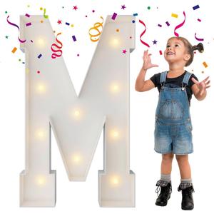 3FT Marquee Light Up Letters, Large Mosaic Balloon Frame M for Engagement Wedding Decorations Birthday Party Backdrop Decor, Balloon Arch Kit