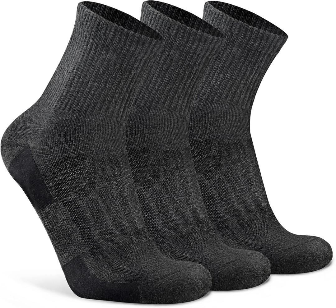 Busy Socks 3 Pack Quarter Thin Merino Wool Blend Running Socks Men's Women's lightweight Low Cut Ankle Walking Wool Sock (Large-X-Large)