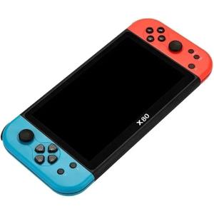 New X80 bluered Handheld Game Console 16gb Build in Many Games 7 inch HD Output Retro Game Support TV Playing Games Gameboy Birthday Gift for Adults
