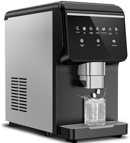 Nugget Ice Maker Countertop, Ice/Water/Ice & Water Optional, 80Lbs/24H Pellet Crushed Chewable Ice Machine Stainless Steels with Self-Cleaning for Home Office Kitchen Party RV