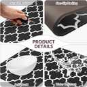 Kitchen Rug Set 2 PCS Kitchen Runner Rug Kitchen Floor Mat, Cushioned Anti Fatigue Non Skid Waterproof Comfort Standing for Kitchen, Home, Office, 17.3"x29"+17.3"x47", Black