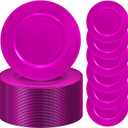 50 Pack Hot Pink Charger Plates 13" Plastic Round Charger Plates Dinner Plate With Beaded for Wedding Table Dinner Kitchen Catering Event Party Decoration
