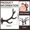Chumia 4 Pcs Rustic Cast Iron Coat Hooks Wall Mounted Farmhouse Deer Antler Hooks 5.6 Inch 4 Points Heavy Duty Decorative Vintage Wall Hangers for Coats Keys Bags Hats Towels (Brown)