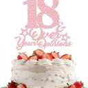 18th Birthday Cake Topper Rose Gold Glitter Happy 18th Birthday Party Decorations 18 Years Old Cake Decorations 18 & Over Your Opinions Cake Topper Funny Gifts for Girls