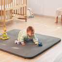Baby Play Mat for Floor, Thick Foam 50x50 Playpen Mat for Toddlers Infant kids, Soft Coral Velvet for Tummy Time, Non-Slip Backing Safe for Crawling,Tatami Style (Grey)