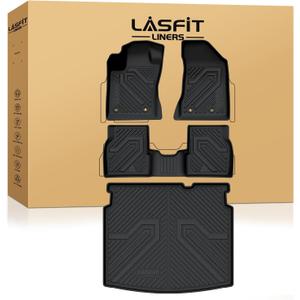 LASFIT Floor Mats for Jeep Compass 2025 2024 2023 2022 2021 2020 2019 2018 2017, All Weather TPE Custom Fit Floor Liners Cargo Mat Trunk Liner Full Set 4 PCS Accessories for Compass Black