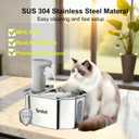 Cordless Cat Water Fountain Stainless Steel - Stainless Steel Cat Water Fountain Cordless - Water Fountain for Cats - Wireless Pet Water Fountain - Motion Sensor/Battery Operated 2.6L,1 Filter