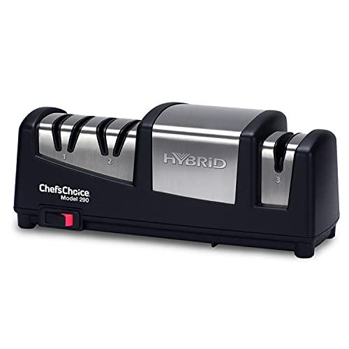 Chef’s Choice 290 Knife Sharpeners AngleSelect Hybrid 15 and 20-Degree Diamond Hone, 3-Stage, Black