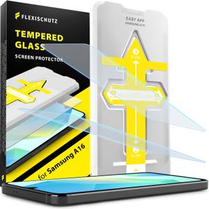 FlexiSchutz for Samsung Galaxy A17/ A16 5G/ 4G Screen Protector with Installation Tool, Tempered Glass for Samsung A16/ A17 Screen Protector, HD Clarity, Buble Free, Anti Scratch [2 Pack]
