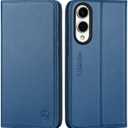 SHIELDON Wallet Case for Galaxy S25 Edge 6.7", Genuine Leather Magnetic Case with RFID Blocking Card Holder Kickstand Shock Absorbing Cover Compatible with Galaxy S25 Edge 2025 - Royal Blue