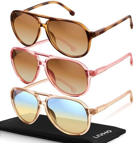 livho Trendy Polarized Aviator Sunglasses Women Men, Retro Sun Glasses for Women Men 2025, Oversized UV Protection Shades
