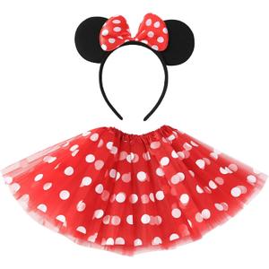 Polka Dots Tutu with Mouse Ears Headband Girls Ballet Dance Trip Outfit