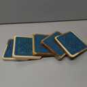 Square Coasters for Drinks, Absorbent Coaster Sets of 5, Wood Drinks Coaster for Coffee Tabletop Protection, Non-Slip, Non-Stick, Suitable for Kinds of Cups Wooden Table Drink 4.1 Inch Lake Blue