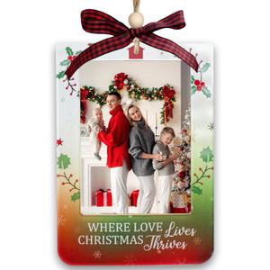 Christmas Photo Frame Ornament 2025, Acrylic Photos Ornament for Tree, Christmas Ornaments For Photos, Picture Frames Ornaments Gift for Family, Gifts For Family Members, Presents for Couples (Where Love Lives, Christmas Thrives)