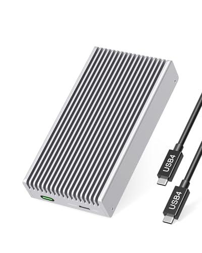 Fanless Speedy 40Gbps M.2 NVMe SSD Enclosure, USB4/Thunderbolt 4 Aluminum External NVMe Enclosure with Finned Dustproof Cooling Design, Supports M.2 PCIe SSD up to 8TB (Silver)