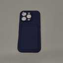 MZELQ Compatible with iPhone 16 Pro Case TPU Card Holder Wallet Cover,Camera Protection + Screen Protector Soft Card Slot Phone Case -Blue