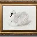 ASTRDECOR Vintage Gold Framed Wall Art for Bedroom Decor, Swan Canvas Wall Art Prints, White Zwaan Oil Painting Wall art for Living Room, Classical Animal Art for Bedroom Bathroom Decor - 9" x 12"