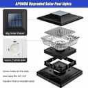 APONUO Solar Post Cap Lights 12 Pack for 4x4 5x5 6x6 Wood & Vinyl Fences - IP65 Waterproof, All-Night Auto On/Off, Warm/Cool White Light, Outdoor Deck Patio Garden (Black)