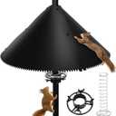 Squirrel Baffle for Bird Feeder Pole, 19-Inch Bird Feeder Squirrel Proof, Bird Feeder Baffle with Bracket, Spring and Spiked Edge, Black