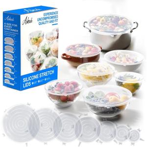 14 PCS Reusable Premium Silicone Stretch Lids for Food Storage, Flexible Elastic Heat-Resistant Silicone Bowl Covers, Cups, Cans, 7 Different Sizes, Keep Food Fresh