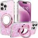 Cover for Samsung Galaxy A36 5G Case, Glitter Sequin Clear Slim Cover with Mirror Ring Holder Kickstand, Transparent Soft TPU Shockproof Bumper Case for Samsung Galaxy A36 5G DJR Rose