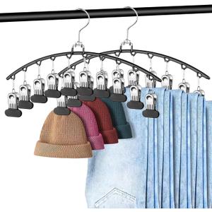 Closet Organizers and Storage - 2 Pack Coated Black Hanging Shelves, Durable Legging & Clothing Organizer for Home, Office, Wardrobe (Space-Saving Design)