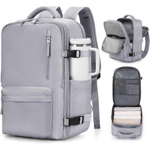 VGCUB Large Travel Backpack Bag for Women Men,Carry on Backpack,17 Inch Laptop Business Work Waterproof Backpack with Laptop Compartment,Person Item Flight Approved,Mochila de Viaje,Grey Large