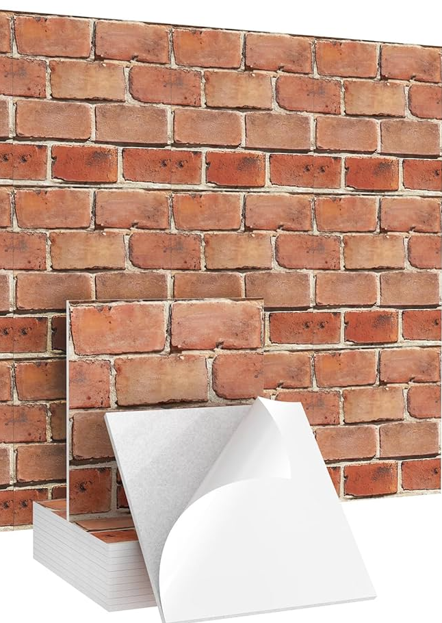 20 Pack Acoustic Panels, Self-Adhesive 3D Brick Pattern Sound Proof Panels for Walls, Decorative Sound Dampening Wall Panels for Recording Studios, Offices, Home, 26"×26"×0.4", Red