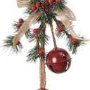 Vintage Red Christmas Jingle Bells for Door Bell Knob with Hanging Rope,Metal Bells,Pine Cone,Jute Bows and Berries,Home Dcor,Holiday Tree/Door/Wall/Wreath Hanging Ornament for DIY